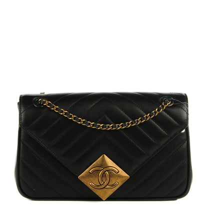 Chanel Lambskin Chevron Quilted Mini Pyramid CC Flap Black 1 of 8