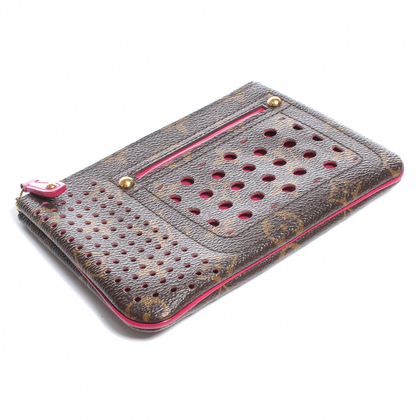 Monogram Perforated Pochette Plat Fuchsia