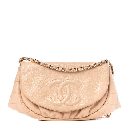 Chanel Caviar Half Moon Wallet On Chain Light Beige 1 of 16