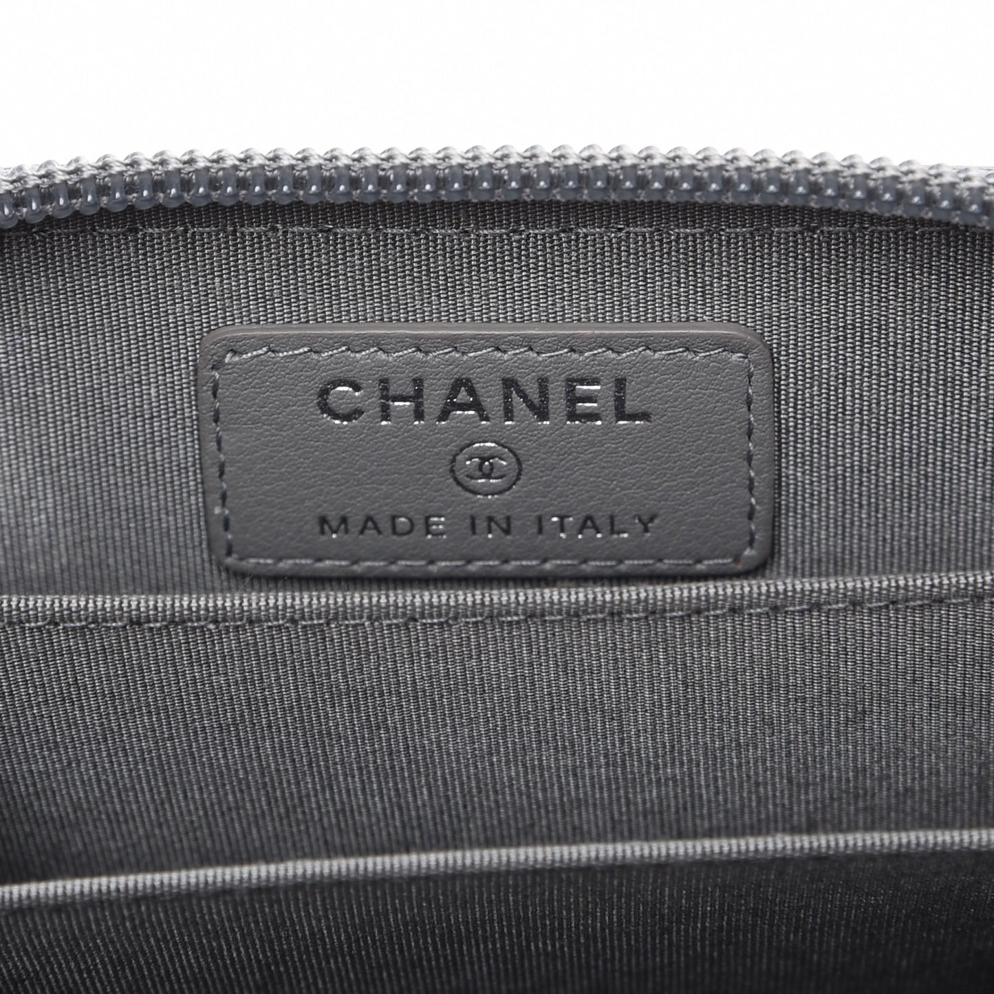 Calfskin Quilted Boy Zip Around Coin Purse Wallet Grey