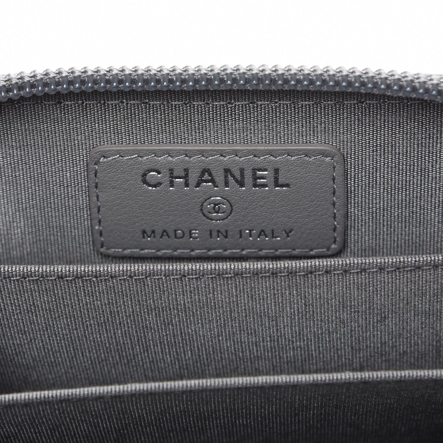 Chanel Calfskin Quilted Boy Zip Around Coin Purse Wallet Grey 6 of 8