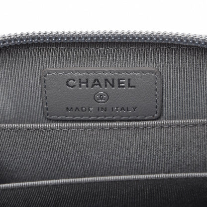 Chanel Calfskin Quilted Boy Zip Around Coin Purse Wallet Grey 6 of 8