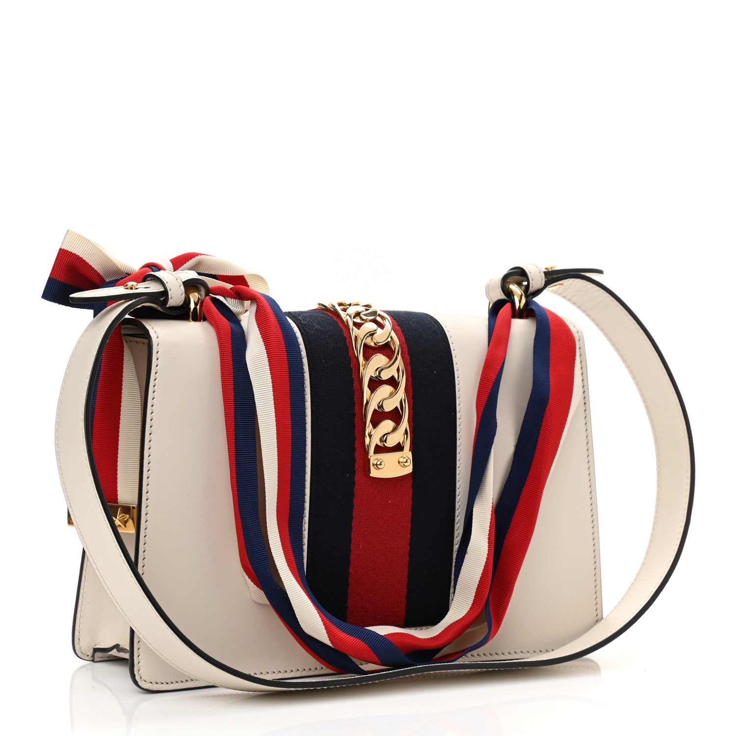 Gucci Calfskin Small Sylvie Shoulder Bag Off White 3 of 13