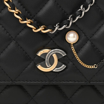 Chanel Lambskin Quilted Coco Clips Wallet On Chain WOC Black 9 of 12