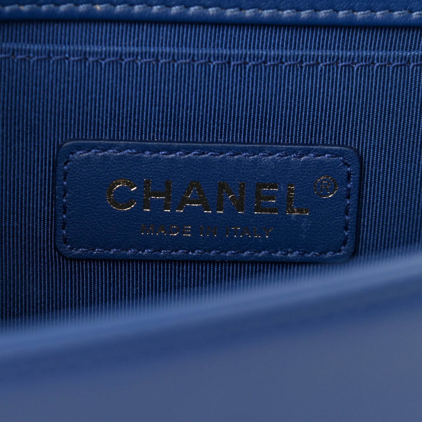 Calfskin Chevron Quilted Medium Boy Flap Blue