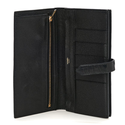 Hermes Shiny Alligator Bearn Wallet Black 5 of 12