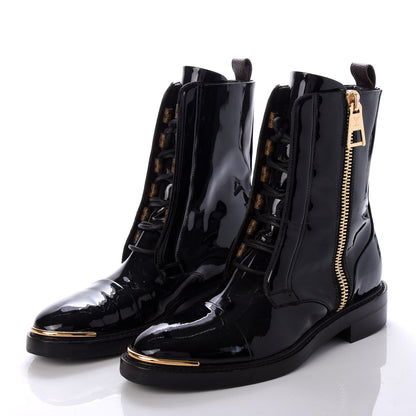 Louis Vuitton Patent Calfskin Monogram Macadam Ranger Combat Boots 36 Black 3 of 9