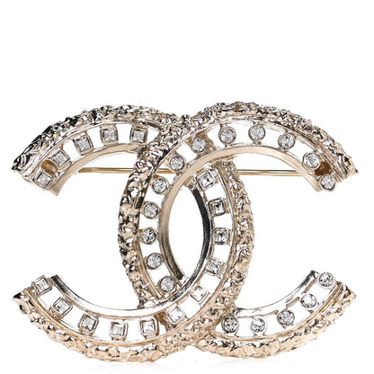 Chanel Crystal CC Brooch Light Gold 1 of 5