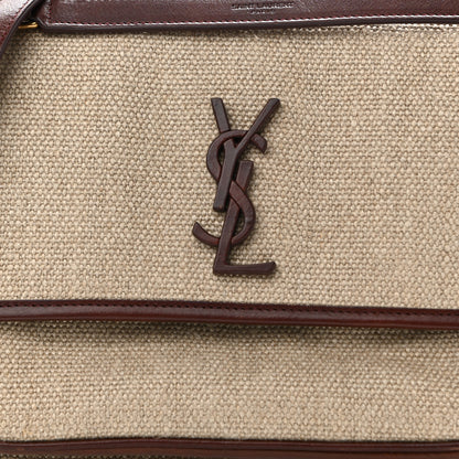 Saint Laurent Cotton Canvas Vintage Calfskin Monogram Medium Niki Chain Satchel Natural Chocolate 9 of 11