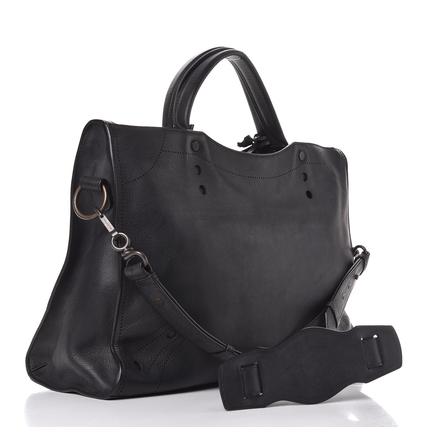 Balenciaga Veau Soyeux Perforated Blackout Hardware City Black 10 of 14