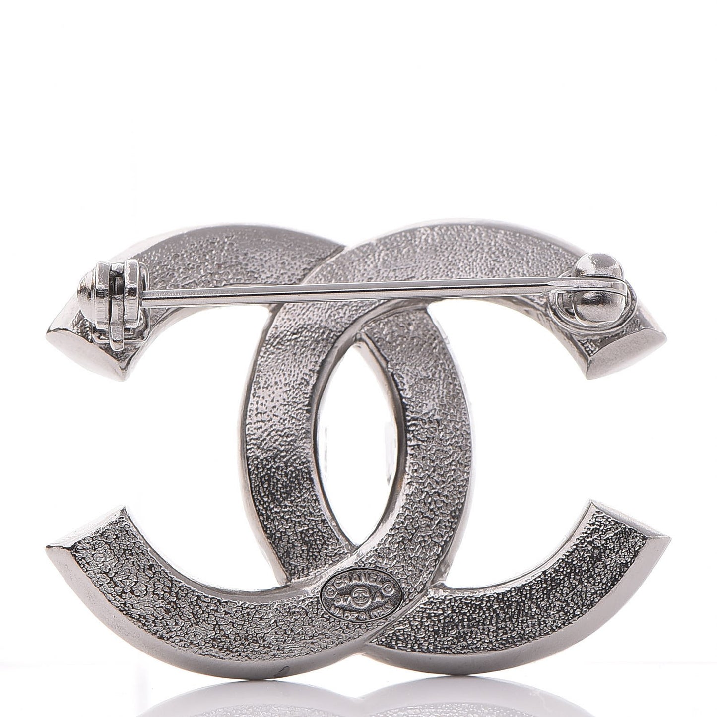 Baguette Crystal CC Brooch Silver Black