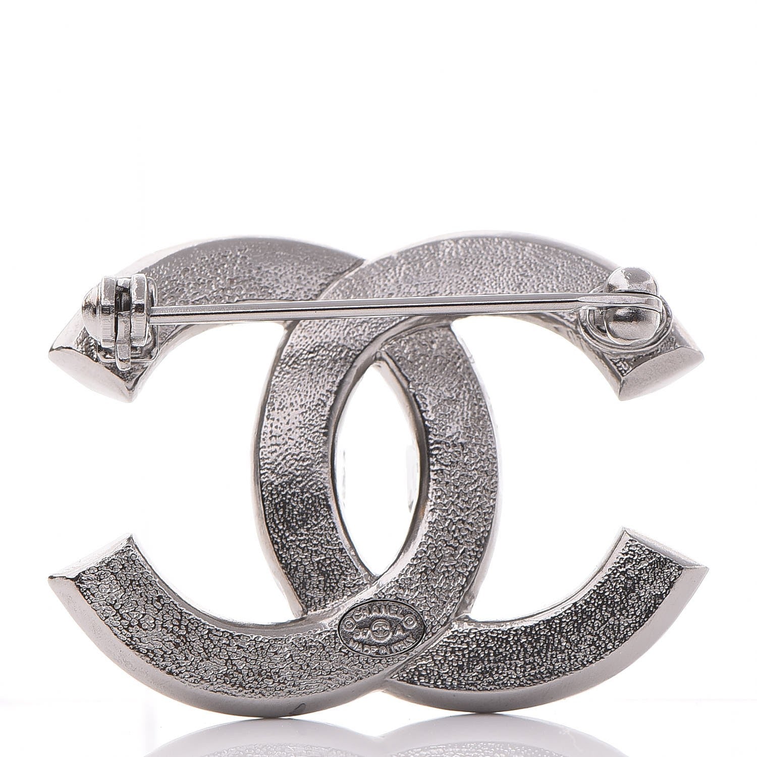Chanel Baguette Crystal CC Brooch Silver Black 3 of 4
