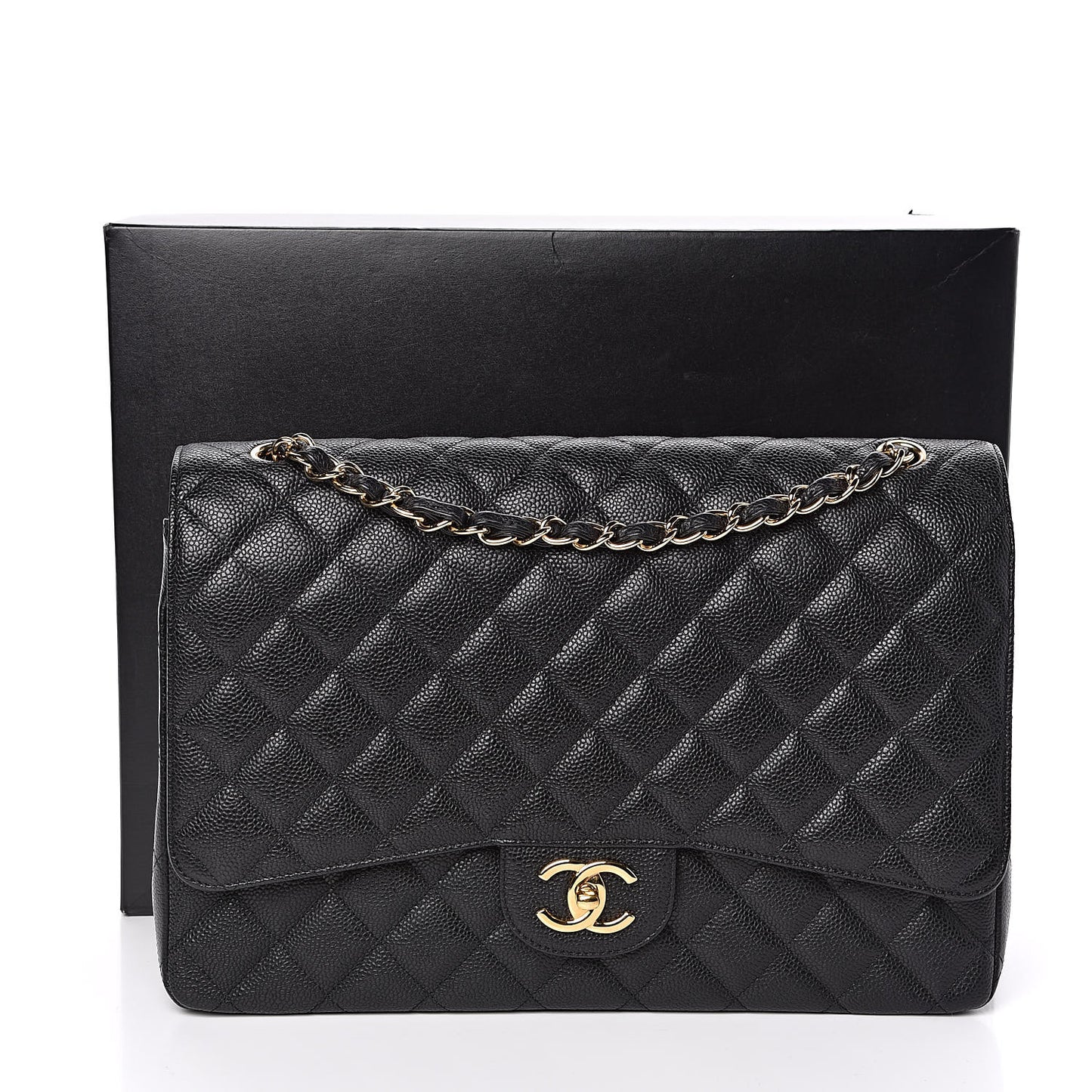 Caviar Quilted Maxi Double Flap Black