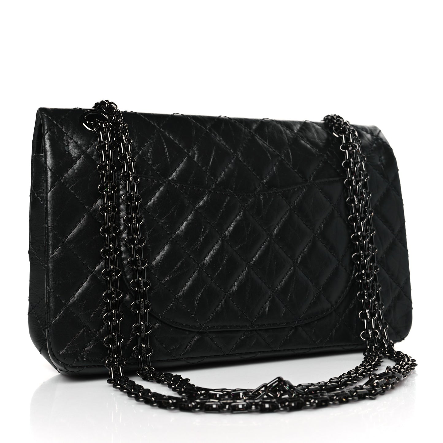 Aged Calfskin Quilted 2.55 Reissue 225 Flap So Black