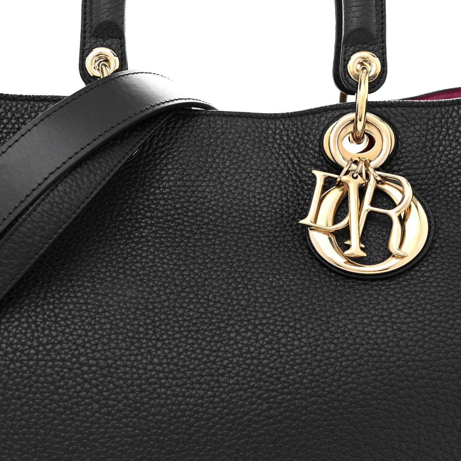 Christian Dior Bullcalf Large Diorissimo Tote Black Rose Indien 8 of 18