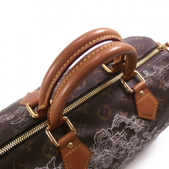 Louis Vuitton Monogram Dentelle Speedy 30 Silver 5 of 8