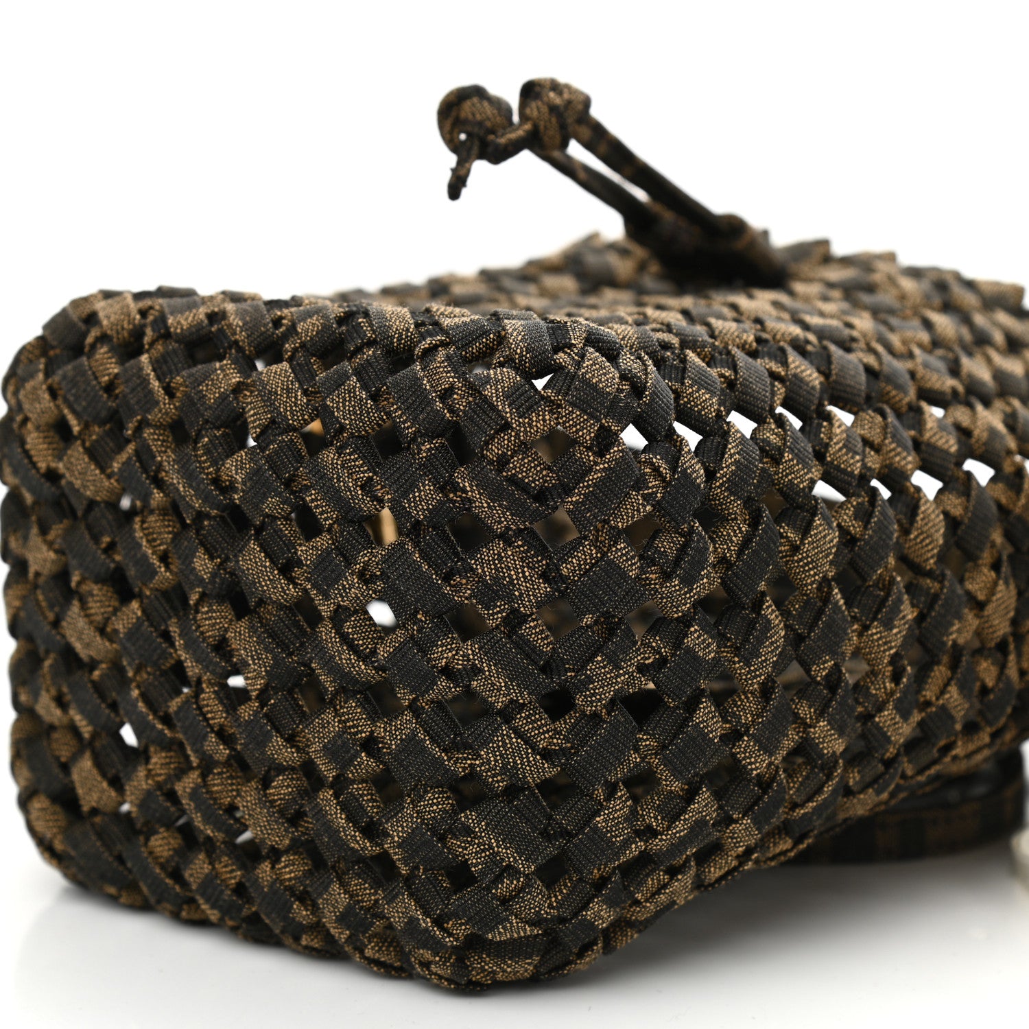 Fendi Fabric Jacquard F is Fendi FF 1974 Woven Knotted Mini Mon Tresor Bucket Bag Tabacco Moro 10 of 10