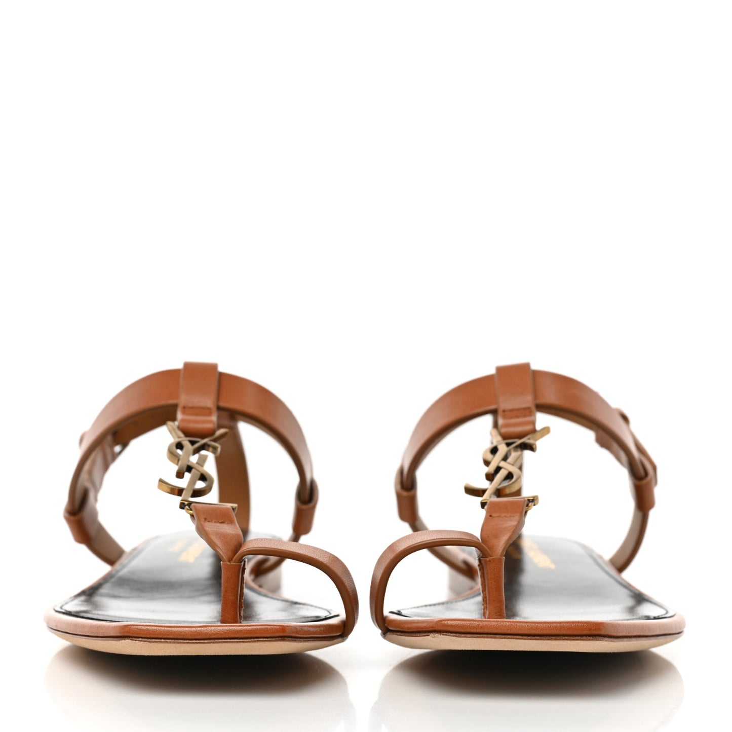 Calfskin Cassandra Monogram Sandals 35 Brown