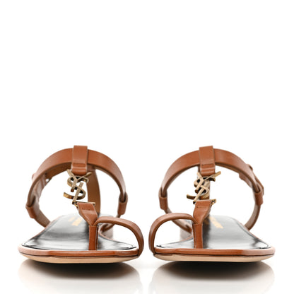Saint Laurent Calfskin Cassandra Monogram Sandals 35 Brown 2 of 10