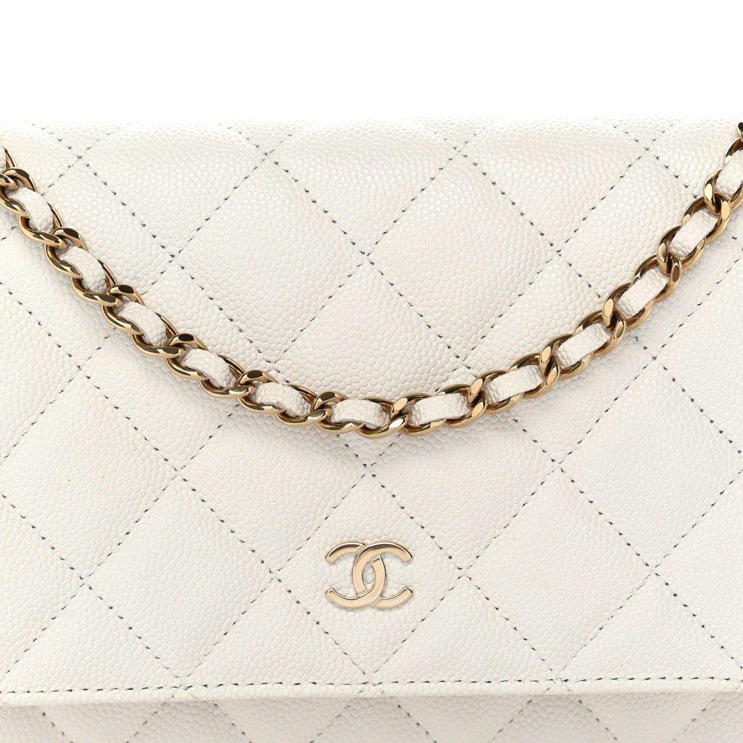 Chanel Caviar Quilted Wallet on Chain WOC White 9 of 11