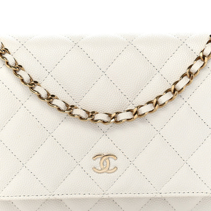 Chanel Caviar Quilted Wallet on Chain WOC White 9 of 11