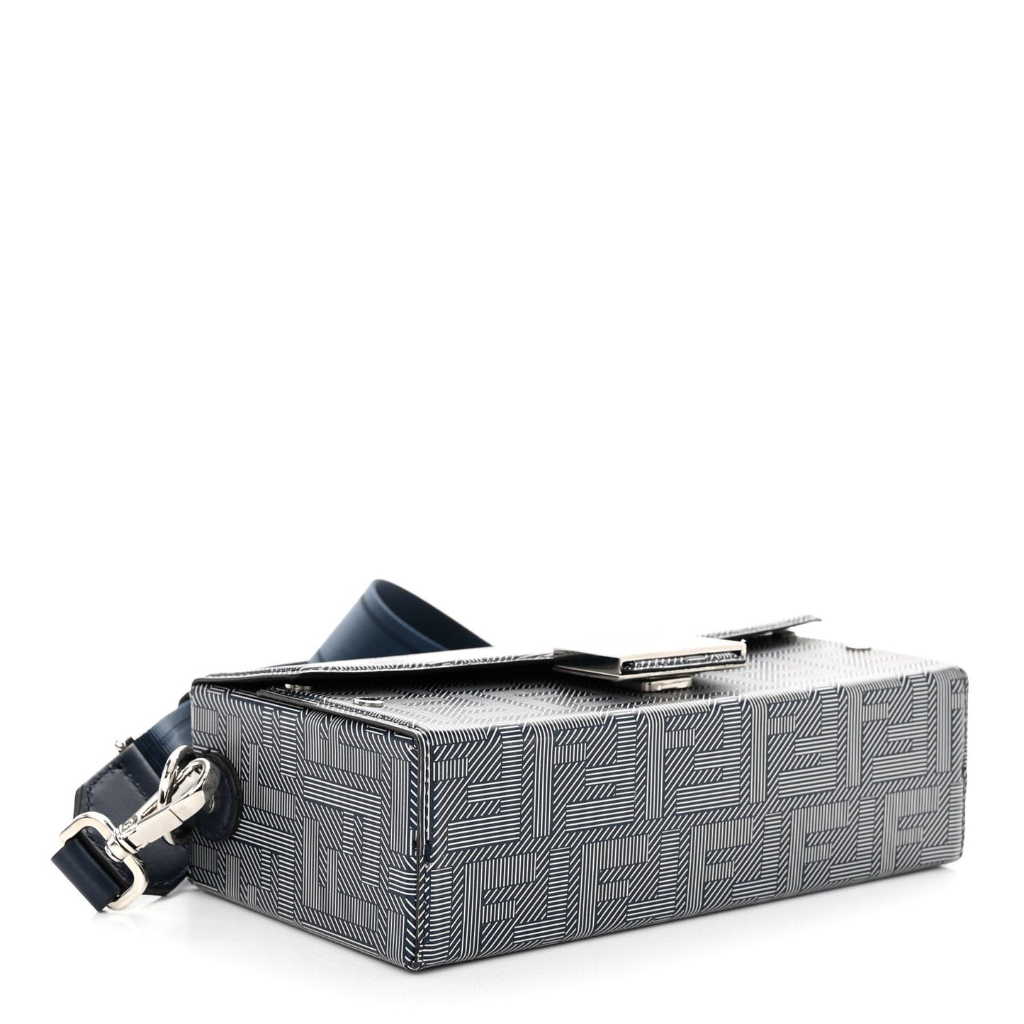 Vitello King FF Lines Embossed Bi-Color Baguette Soft Trunk Ghiaia Blue Mirto