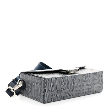 Fendi Vitello King FF Lines Embossed Bi-Color Baguette Soft Trunk Ghiaia Blue Mirto 4 of 9