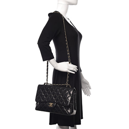 Chanel Lambskin Quilted Jumbo Single Flap Black 2 of 17