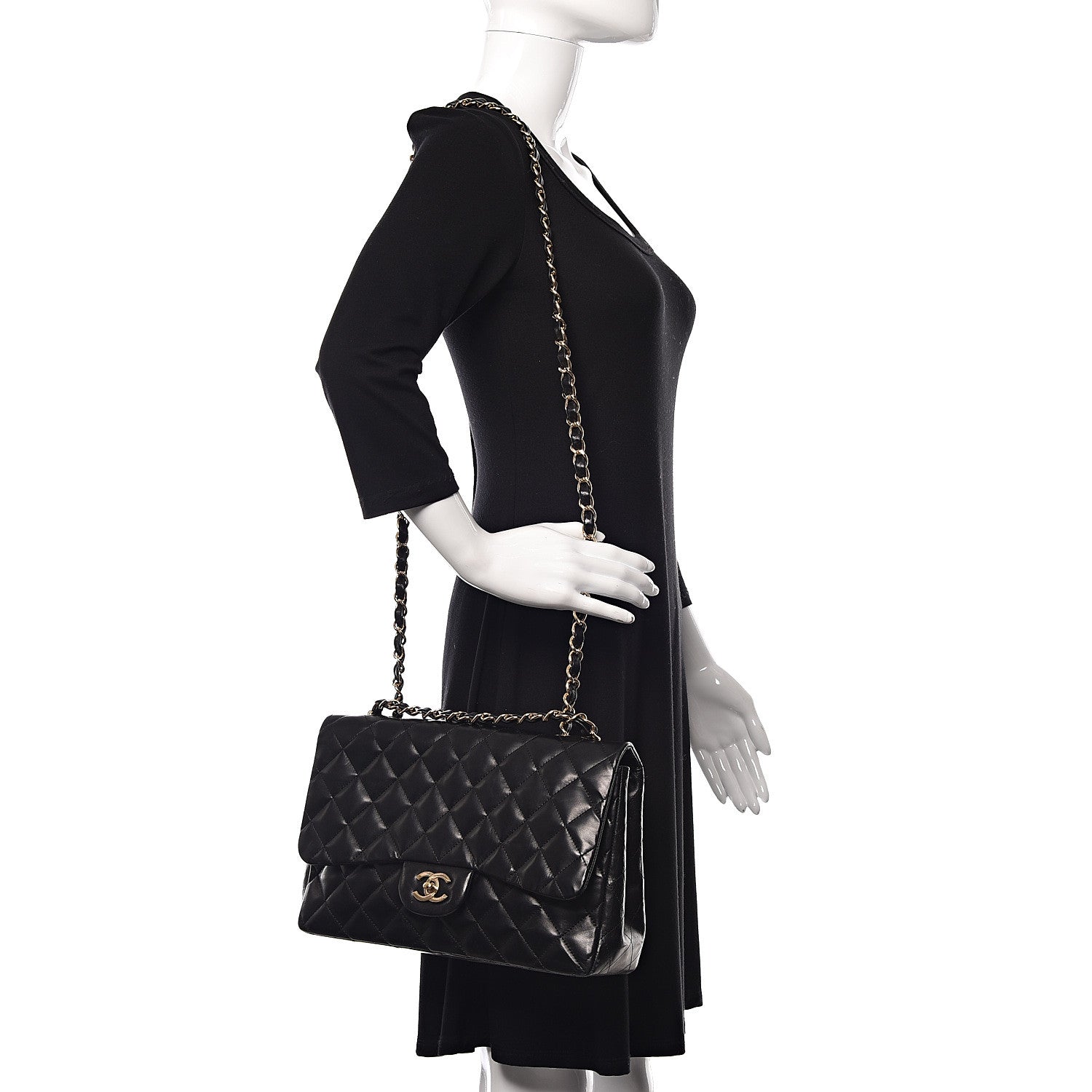 Chanel Lambskin Quilted Jumbo Single Flap Black 2 of 17