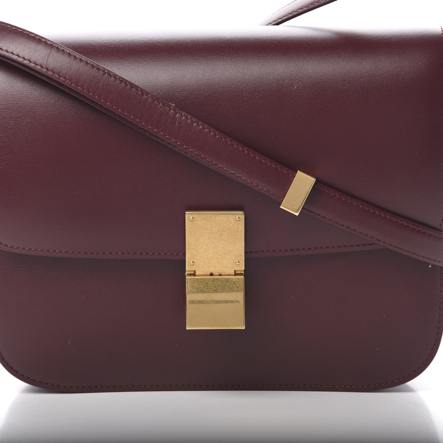 Box Calfskin Medium Classic Box Flap Bag Burgundy