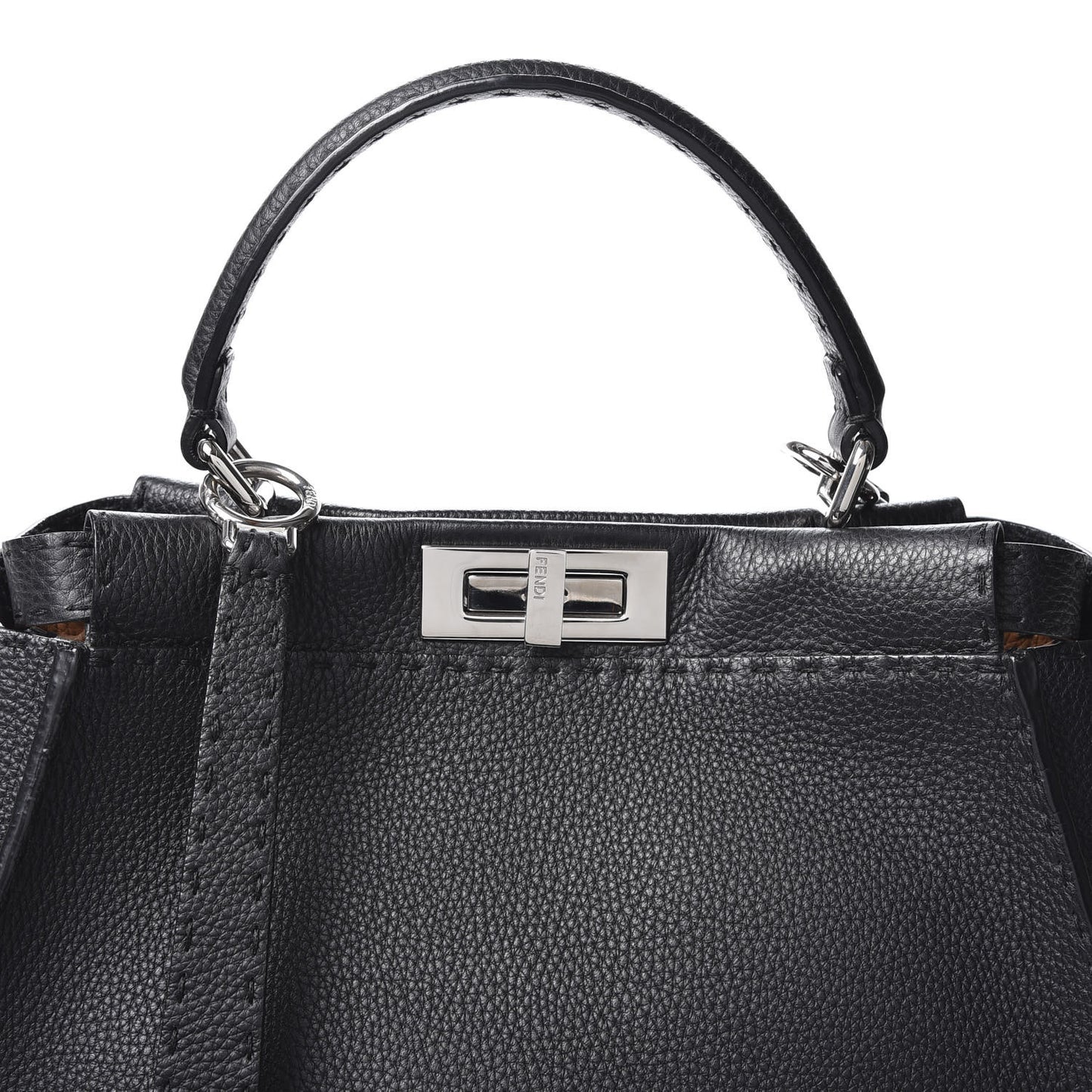 Cuoio Romano Selleria Bi-Color Medium Peekaboo Iconic Satchel Black Mou