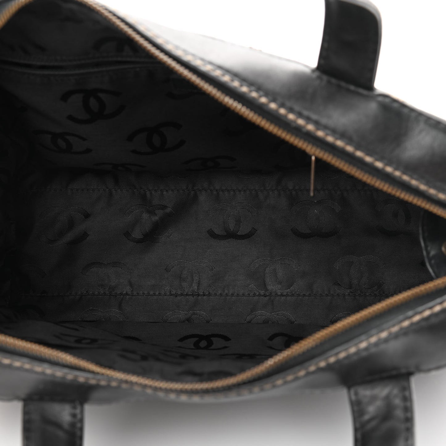 Calfskin Contrast Stitch Surpique Bowler Dark Brown