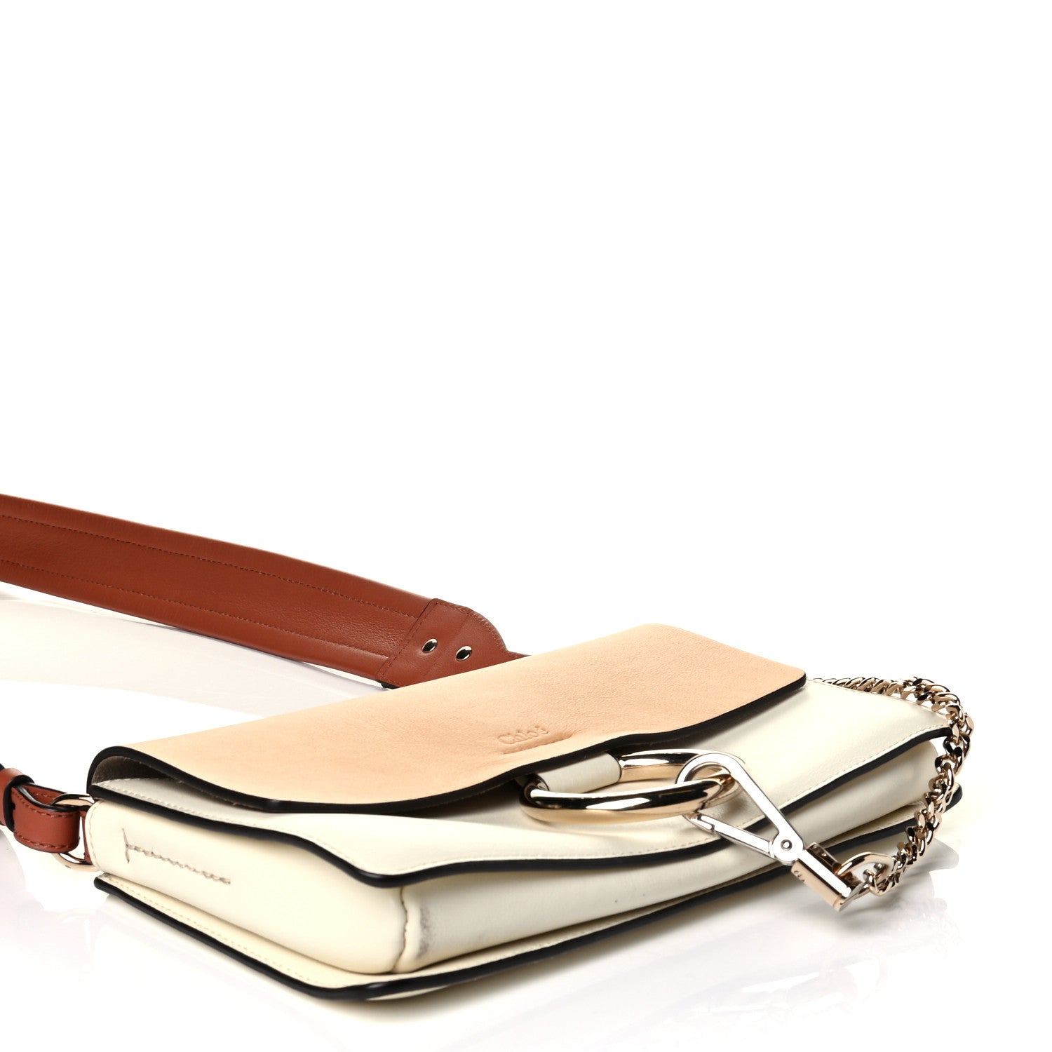 Chloe Calfskin Small Colorblock Faye Shoulder Bag Brown White 3 of 5