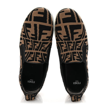 Fendi X SARA COLEMAN Canvas FF Vertigo Embroidered Womens Rise Slip On Sneakers 36.5 Tobacco Black 2 of 10