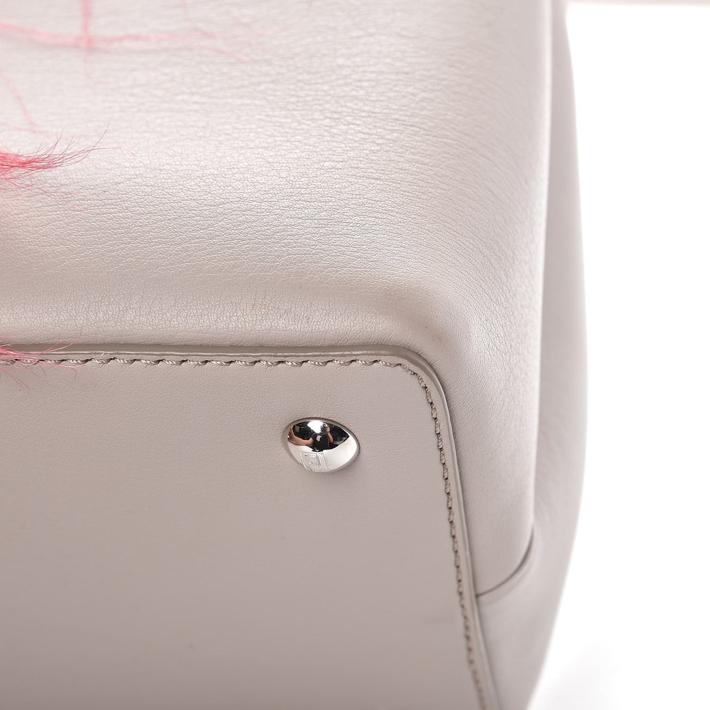 Vitello Dolce Fox Goat Bi-Color Sad Eyes Mirror Charm Petite 2Jours Tote Grigio Polvere Black
