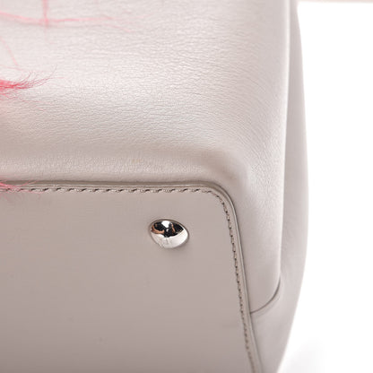 Fendi Vitello Dolce Fox Goat Bi-Color Sad Eyes Mirror Charm Petite 2Jours Tote Grigio Polvere Black 10 of 10