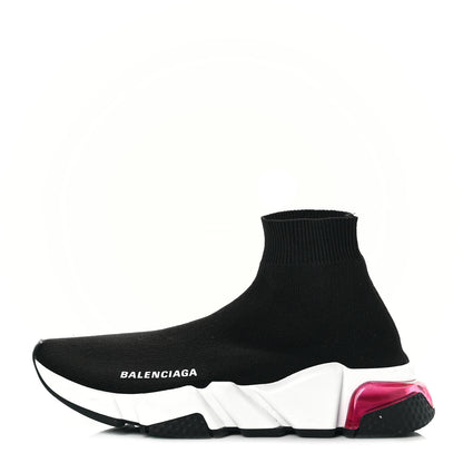 Balenciaga Neoprene Knit Womens Speed Clear Sole Sneakers 37 Black Pink 1 of 8