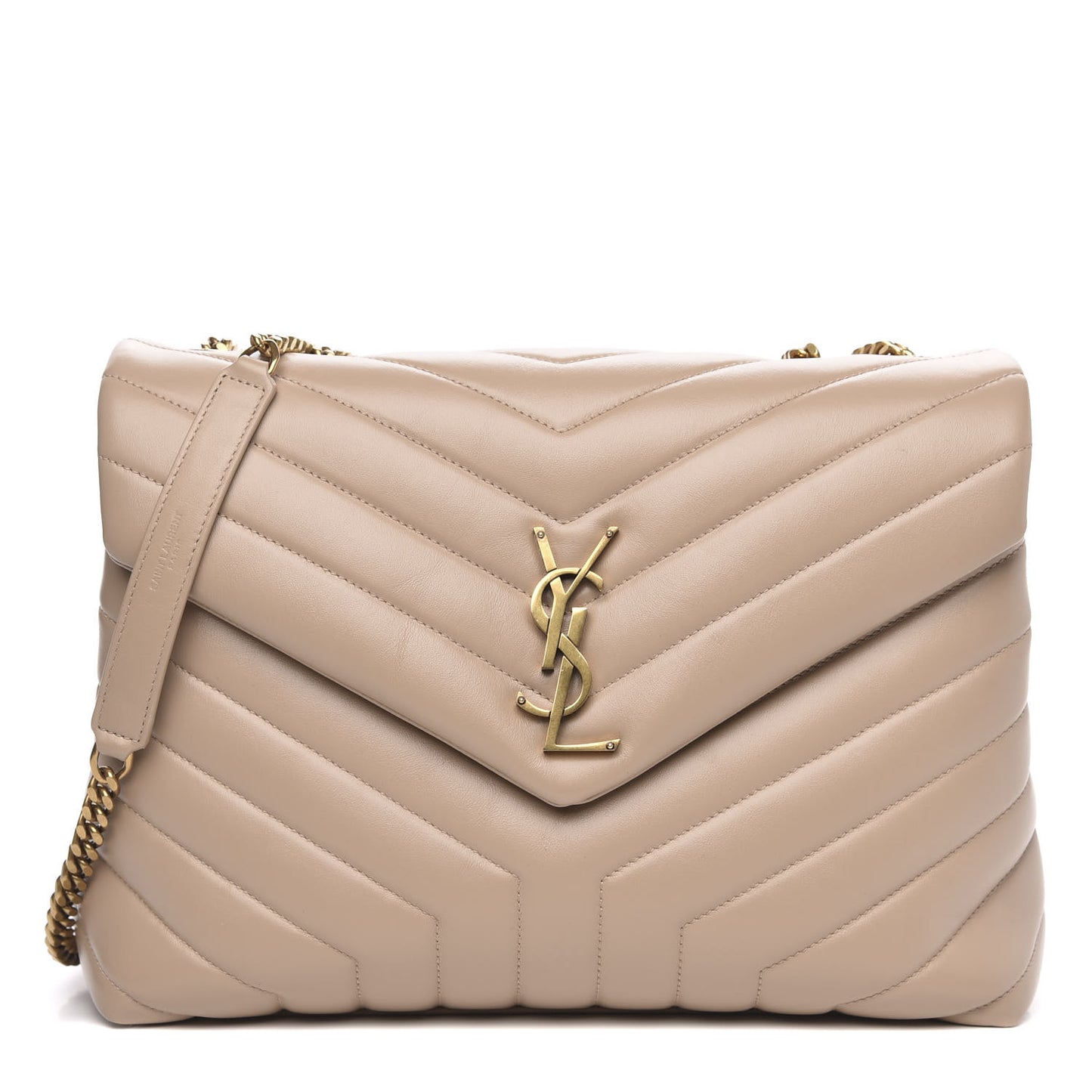 Calfskin Y Quilted Monogram Medium Loulou Chain Satchel Nude Powder
