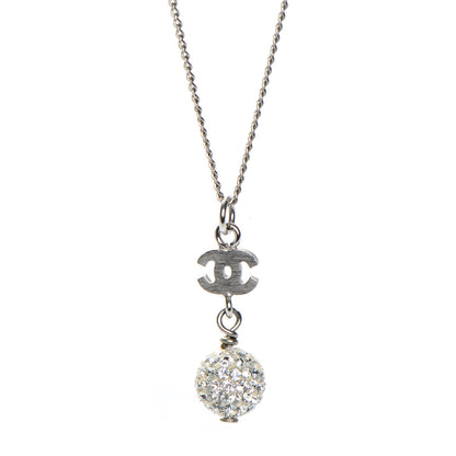 Chanel Crystal CC Drop Necklace Silver 3 of 5