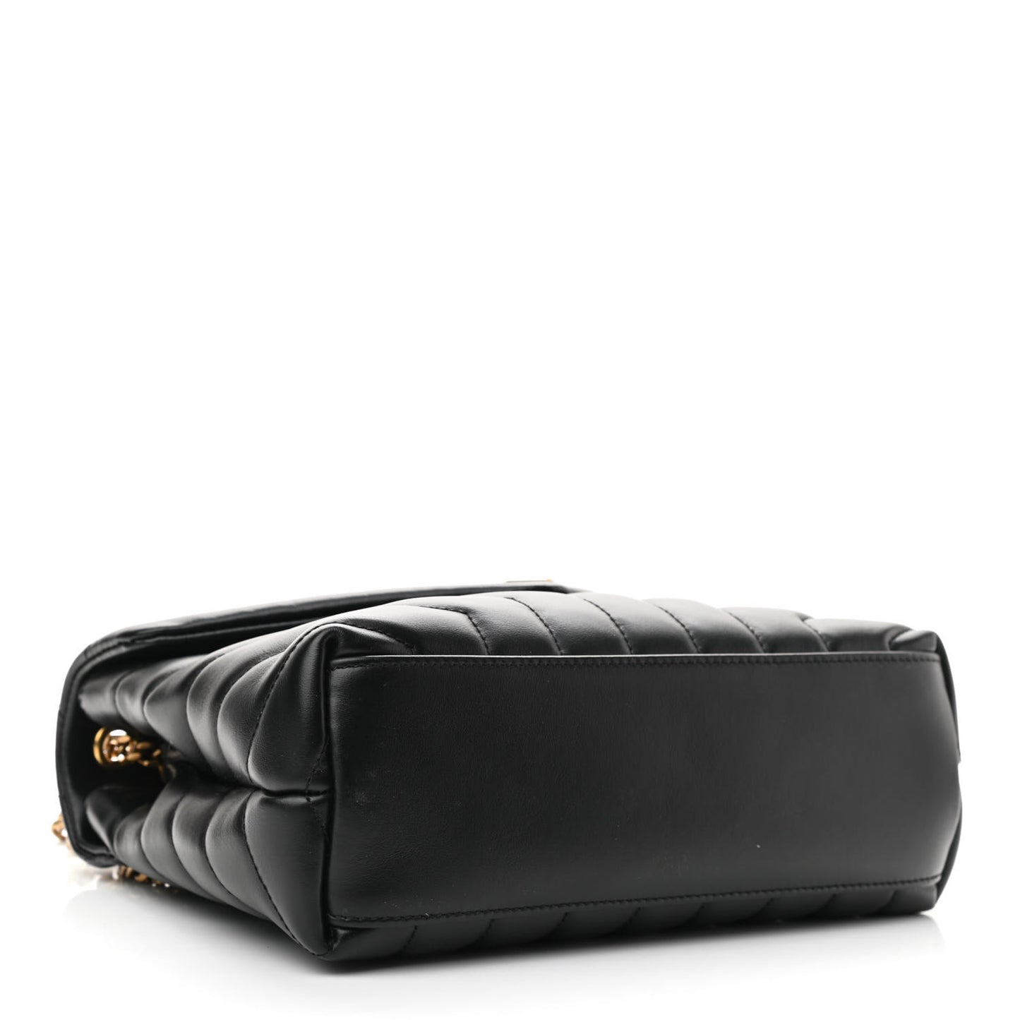 Calfskin Y Quilted Monogram Small Loulou Chain Satchel Black