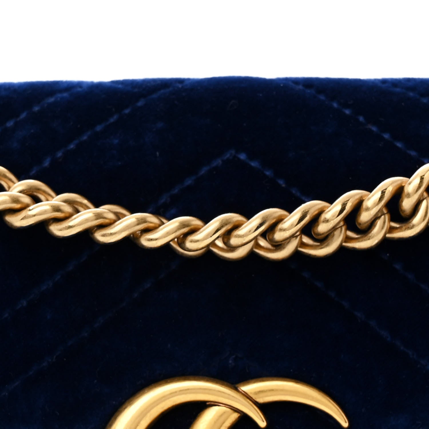 Gucci Velvet Matelasse Mini GG Marmont Shoulder Bag Cobalt Blue 8 of 11