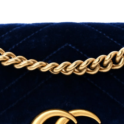 Gucci Velvet Matelasse Mini GG Marmont Shoulder Bag Cobalt Blue 8 of 11