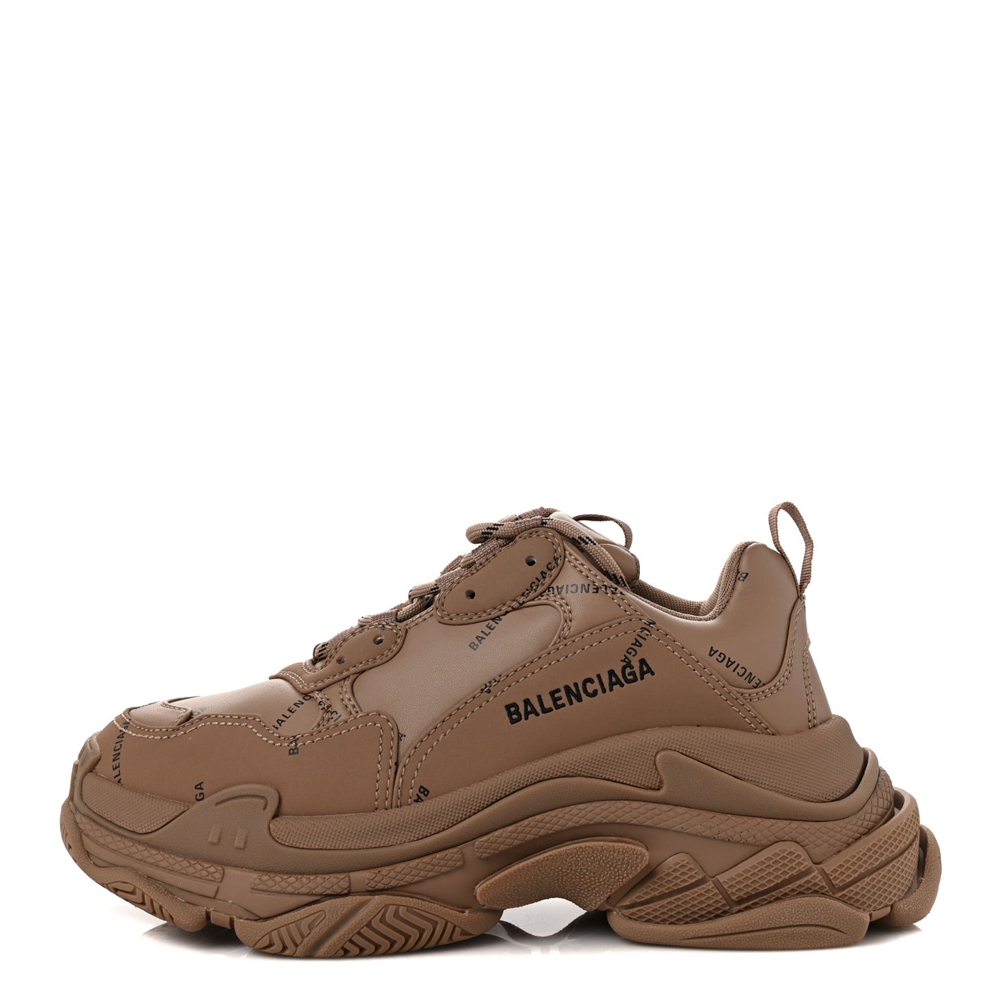 Technical Fabric Allover Logo Womens Triple S Sneakers 39 Dark Beige