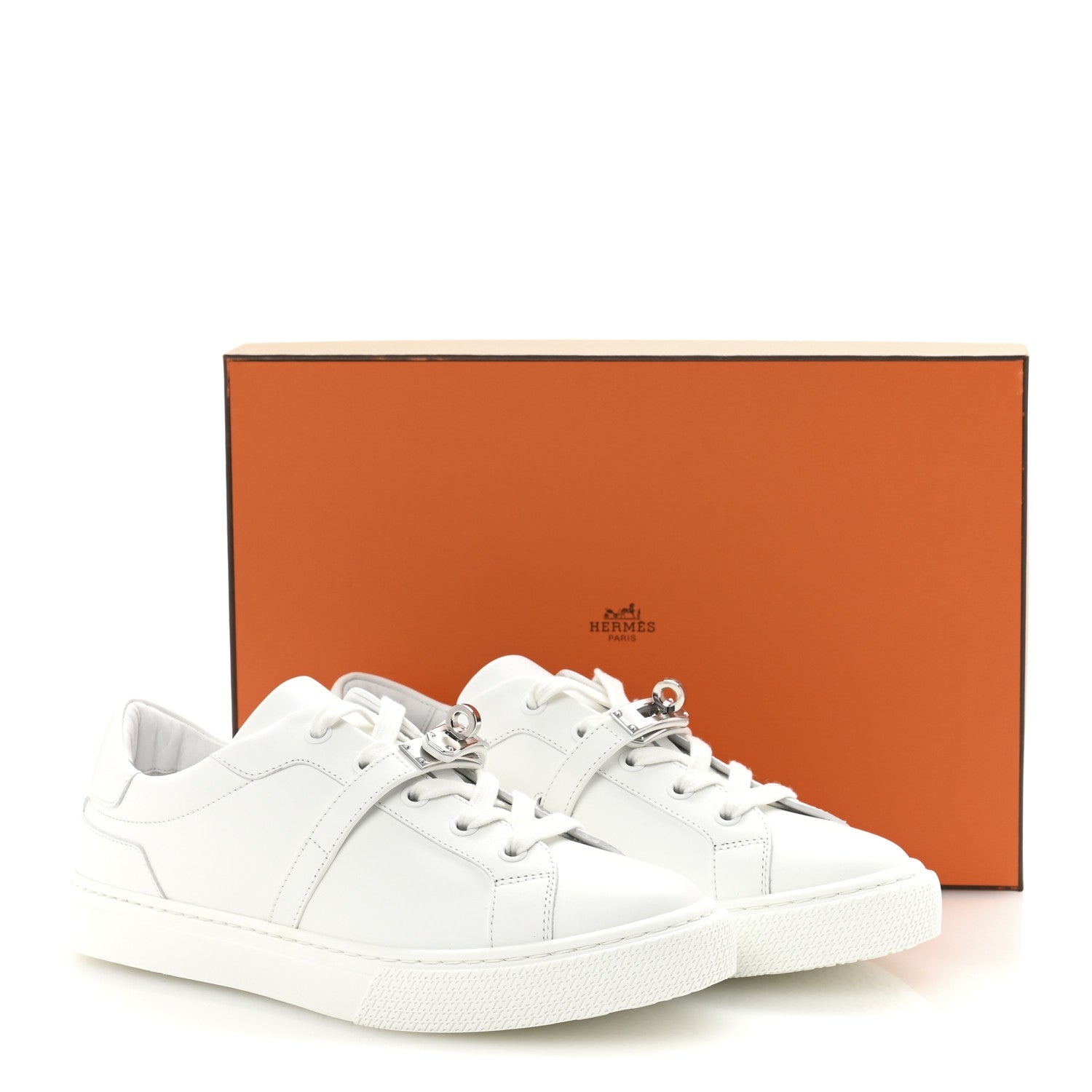 Hermes Calfskin Day Sneakers 37.5 White 10 of 10