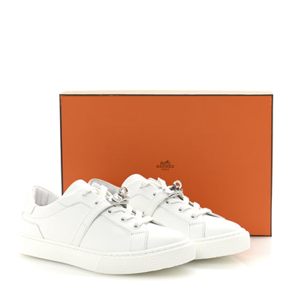 Hermes Calfskin Day Sneakers 37.5 White 10 of 10