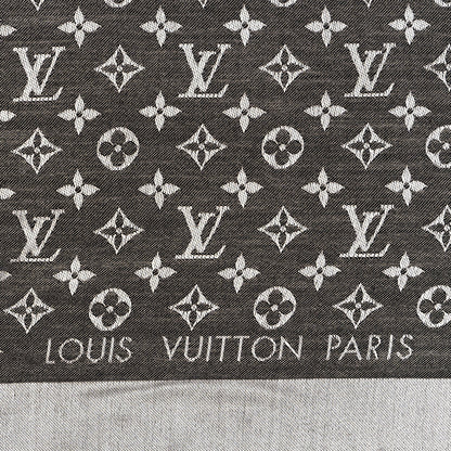 Louis Vuitton Silk Wool Monogram Denim Shawl Black 2 of 3