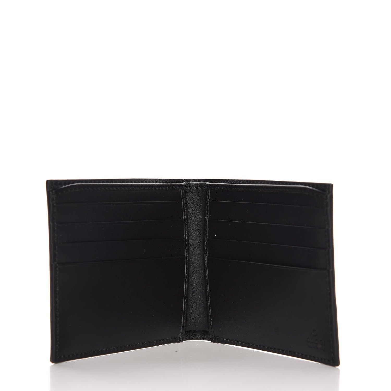 Gucci GG Supreme Monogram Selleria Calfskin Web New Web Bi-Fold Wallet Black 5 of 8
