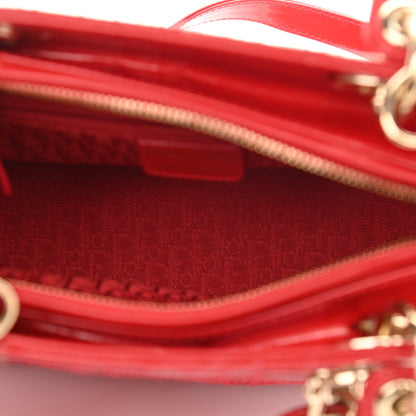 Christian Dior Patent Cannage Stitched Medium Lady Dior Red 4 of 14