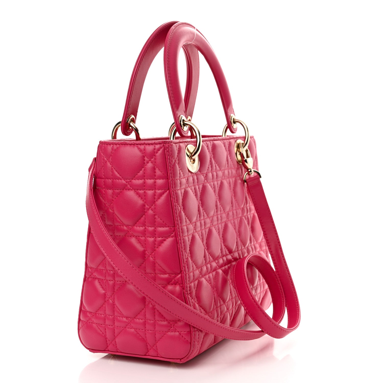 Christian Dior Lambskin Cannage Medium Lady Dior Fuchsia 3 of 15