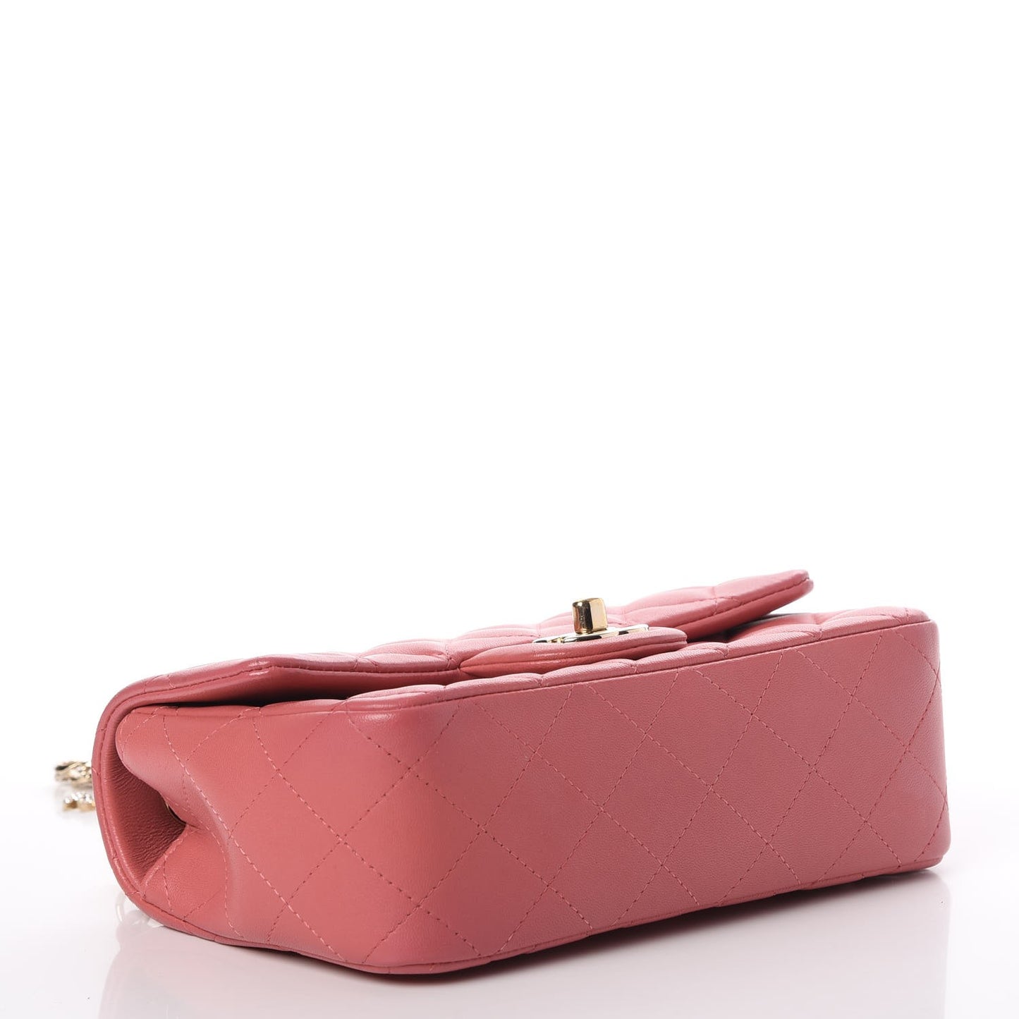 Lambskin Quilted Valentine Charms Mini Rectangular Flap Pink